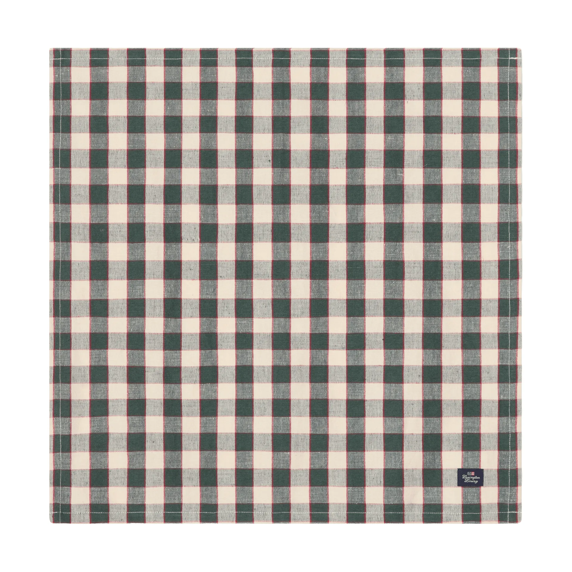 Checked Linen/Cotton Stoffserviette 50x50 cm, Grün-Hellbeige-Rot Lexington