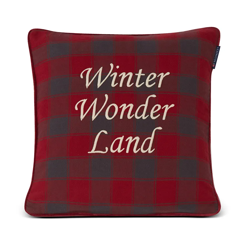 Checked Organic Cotton Canvas Kissenbezug 50x50 cm, Winter Wonder Land Lexington