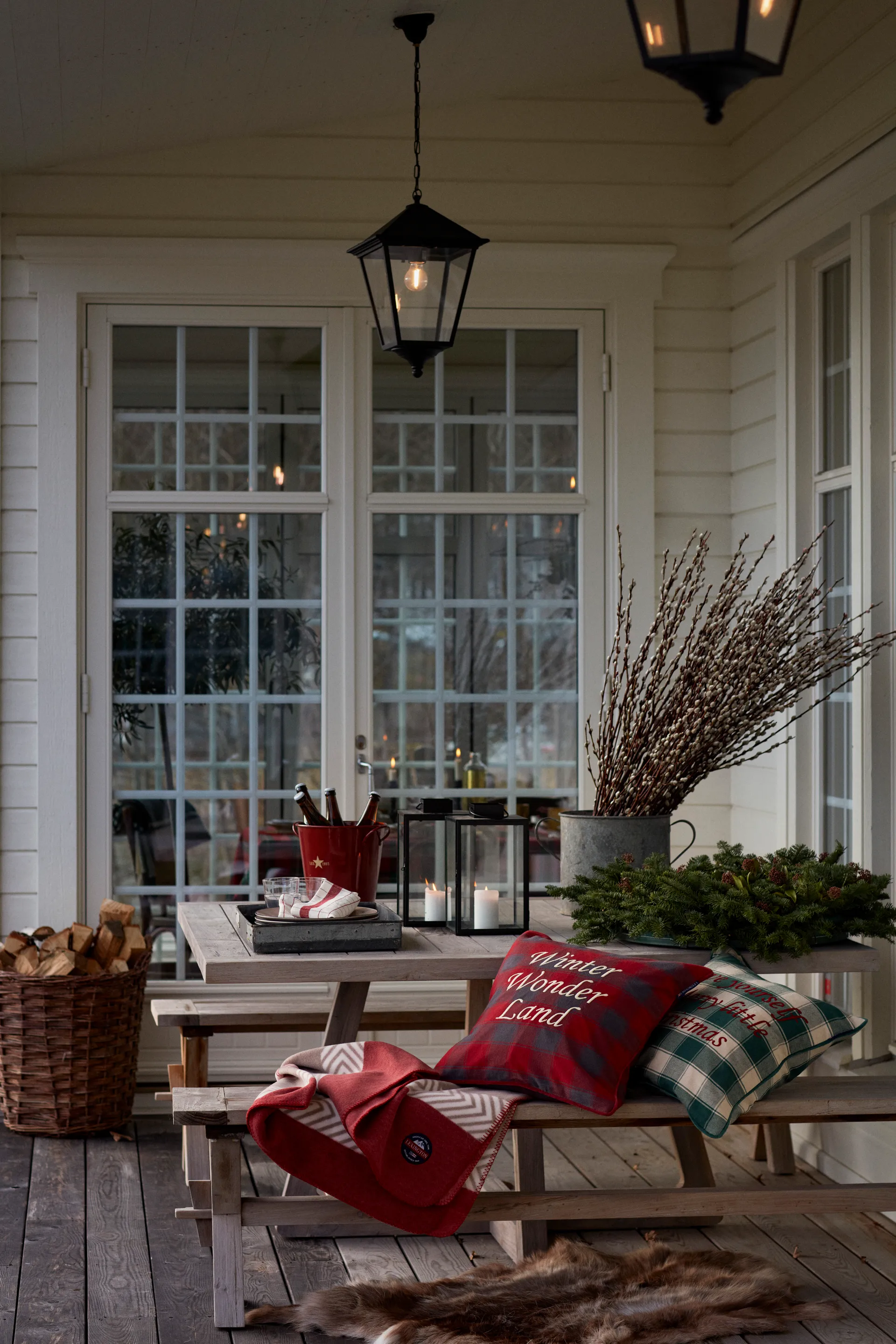 Checked Organic Cotton Canvas Kissenbezug 50x50 cm, Winter Wonder Land Lexington