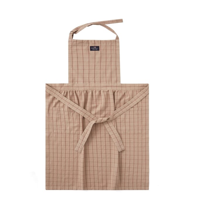 Checked Organic Cotton Oxford Schürze, Beige-red Lexington