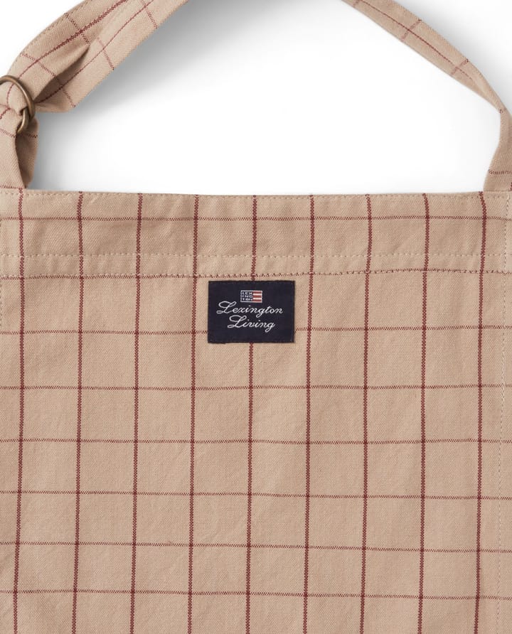 Checked Organic Cotton Oxford Schürze, Beige-red Lexington
