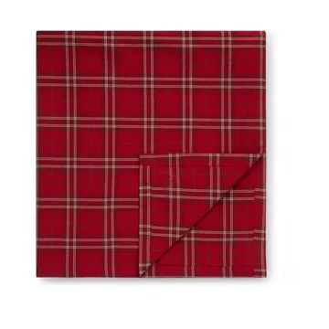 Checked Organic Cotton Oxford Tischdecke 150 x 350cm - Red-beige-green - Lexington