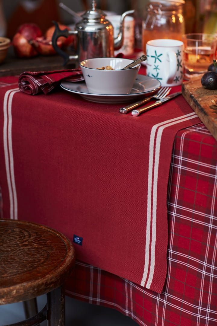 Checked Organic Cotton Oxford Tischdecke 180 x 180cm, Red-beige-green Lexington