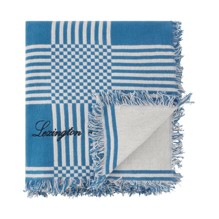 Checked Recycled Cotton Picknickdecke 150x150 cm - Blue - Lexington