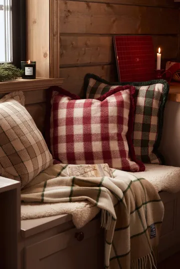 Checked Recycled Wool Decke 130 x 170cm - Beige-Hellbeige-Grün - Lexington