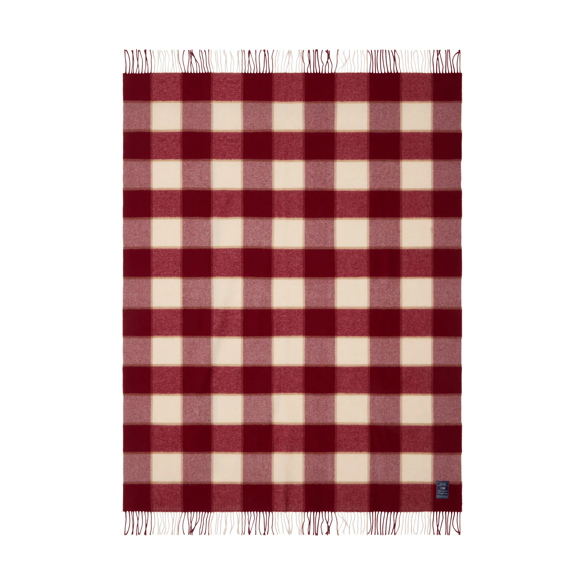 Checked Recycled Wool Decke 130 x 170cm, Rot-Hellbeige-Beige Lexington