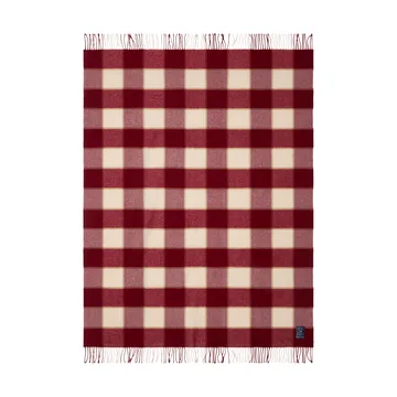 Checked Recycled Wool Decke 130 x 170cm - Rot-Hellbeige-Beige - Lexington