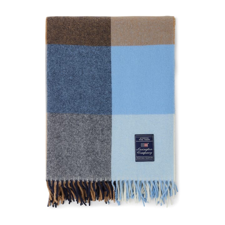 Checked Recycled Wool Wolldecke 130 x 170cm - Blue-mid brown - Lexington
