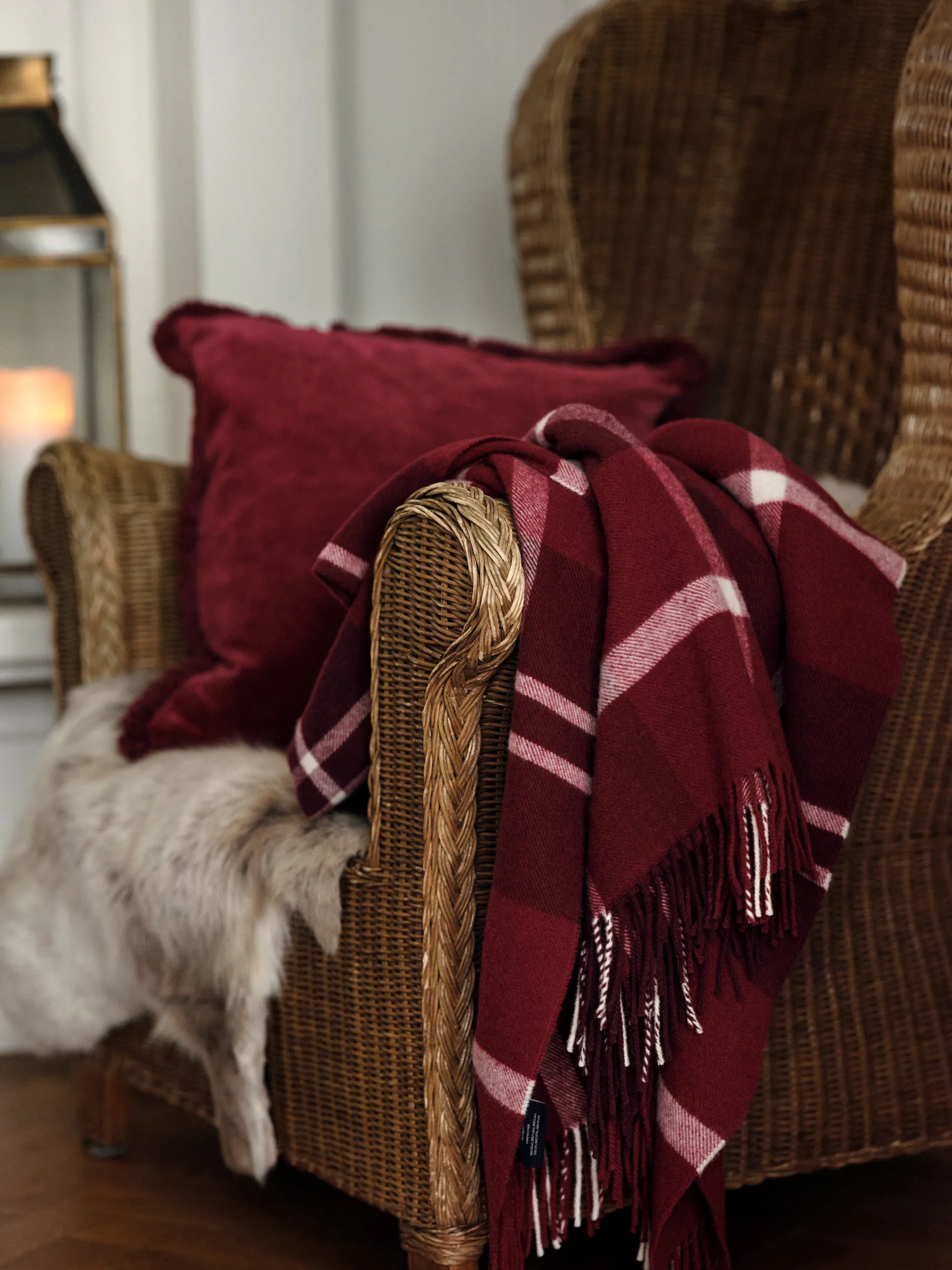 CheckedrRecycled Decke 130x170 cm, Rot-Weiß Lexington