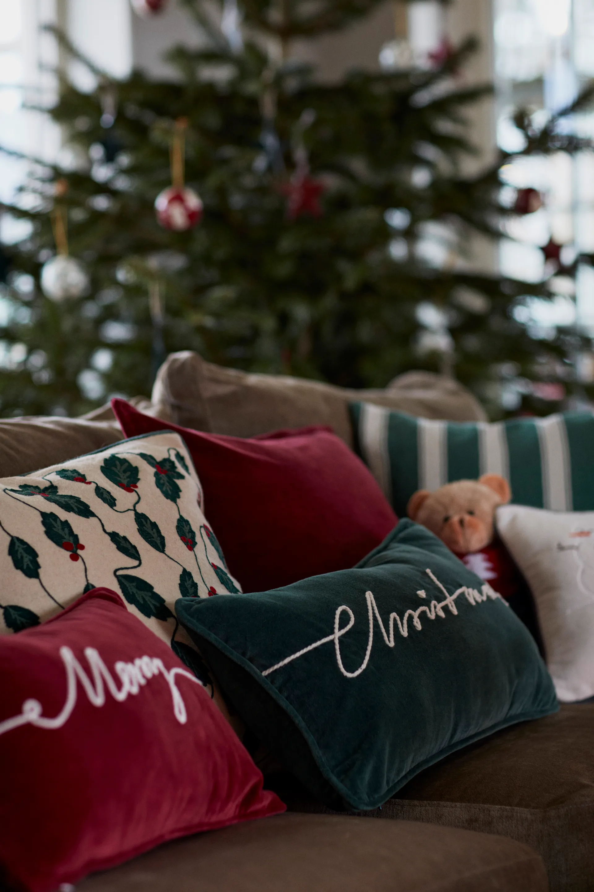 Christmas Cotton Velvet Kissen 30 x50 cm, Green Lexington