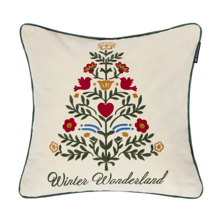 Christmas Tree Samt-Kissenbezug - Hellbeige-Multi, 50x50 cm - Lexington
