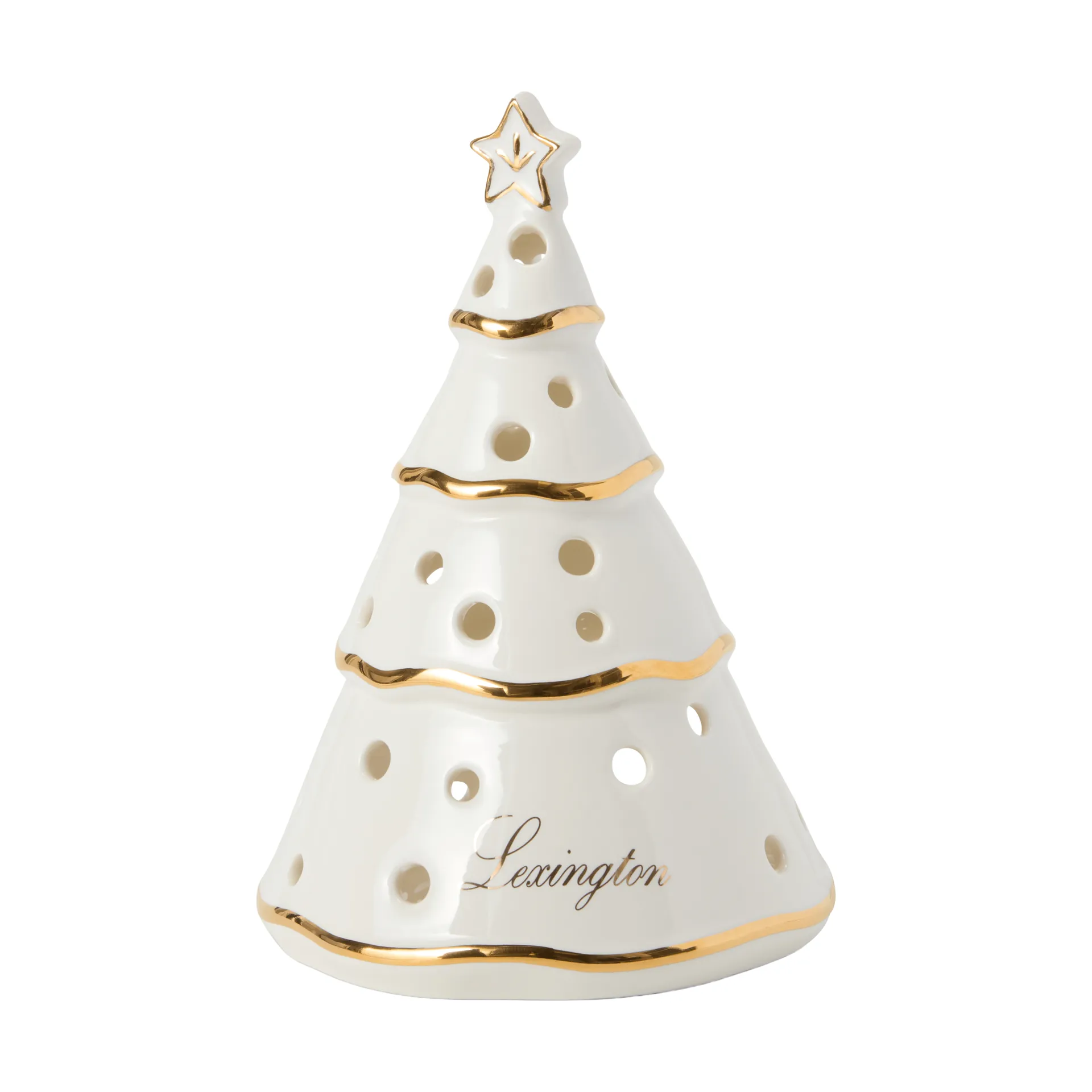 Christmas Tree Teelichthalter, Weiß-Gold, 16,5 cm Lexington
