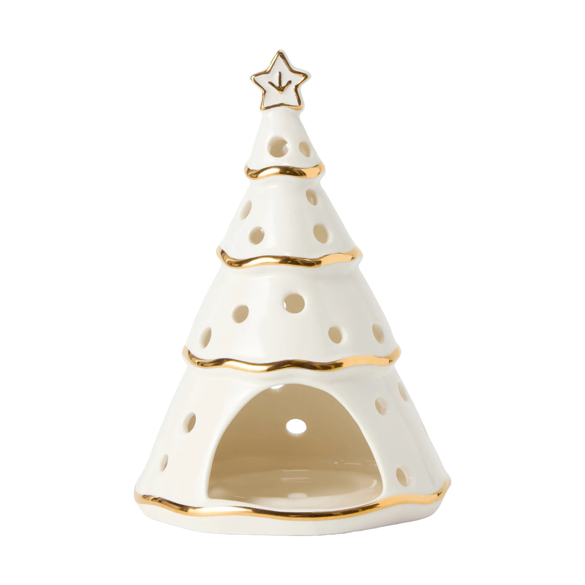 Christmas Tree Teelichthalter, Weiß-Gold, 16,5 cm Lexington
