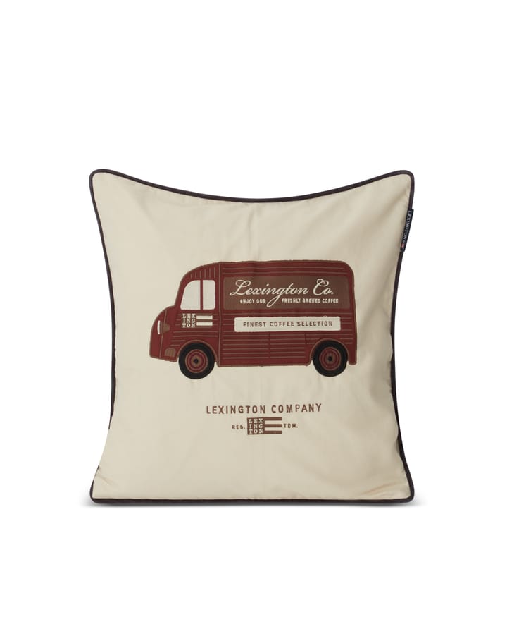 Coffee Truck Kissenbezug 50x50 cm Baumwolltwill, Beige-braun Lexington