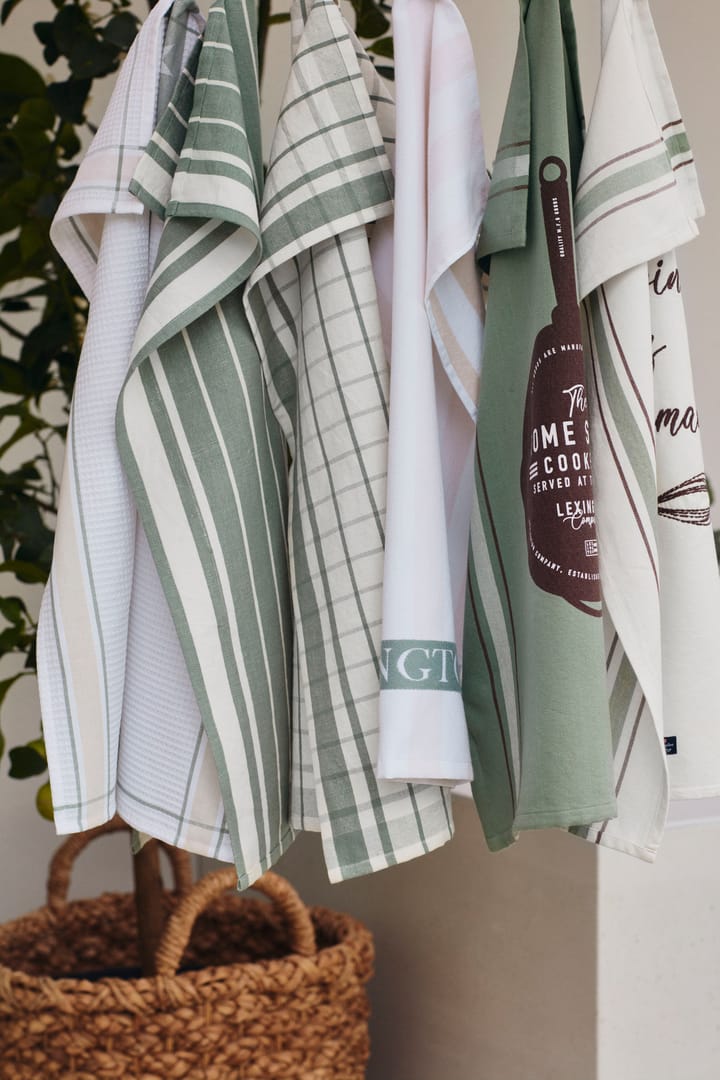 Cotton Terry Logo Geschirrtuch 50 x 70cm, Light beige-white-green Lexington