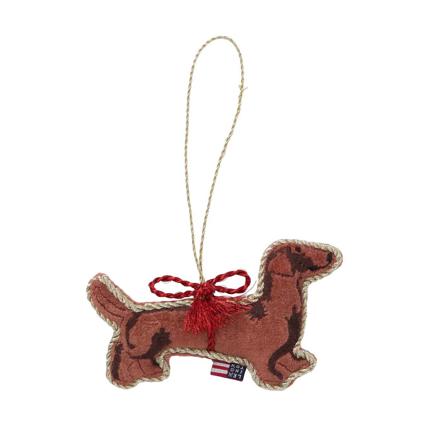 Dog biologischer Baumwolle-Samt Weihnachtsanhänger, Braun Lexington