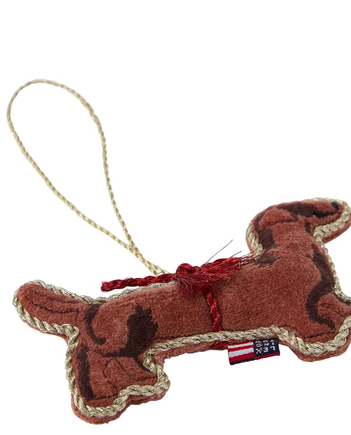 Dog biologischer Baumwolle-Samt Weihnachtsanhänger, Braun Lexington