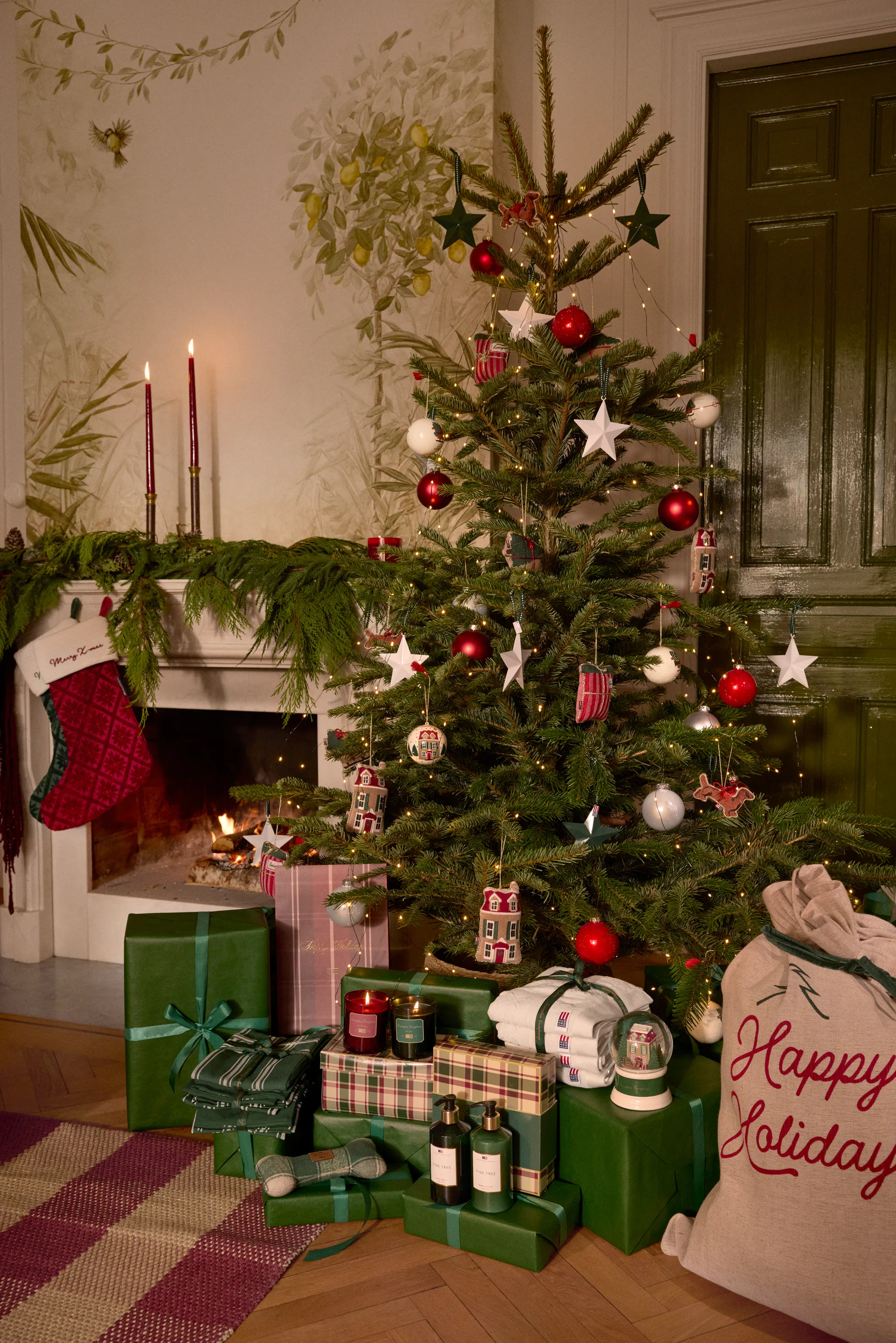 Dog biologischer Baumwolle-Samt Weihnachtsanhänger, Braun Lexington