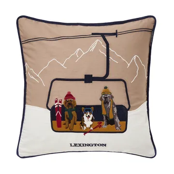 Dog lift biologischer Baumwoll Twill Kissenbezug 50x50 cm - Beige-white - Lexington