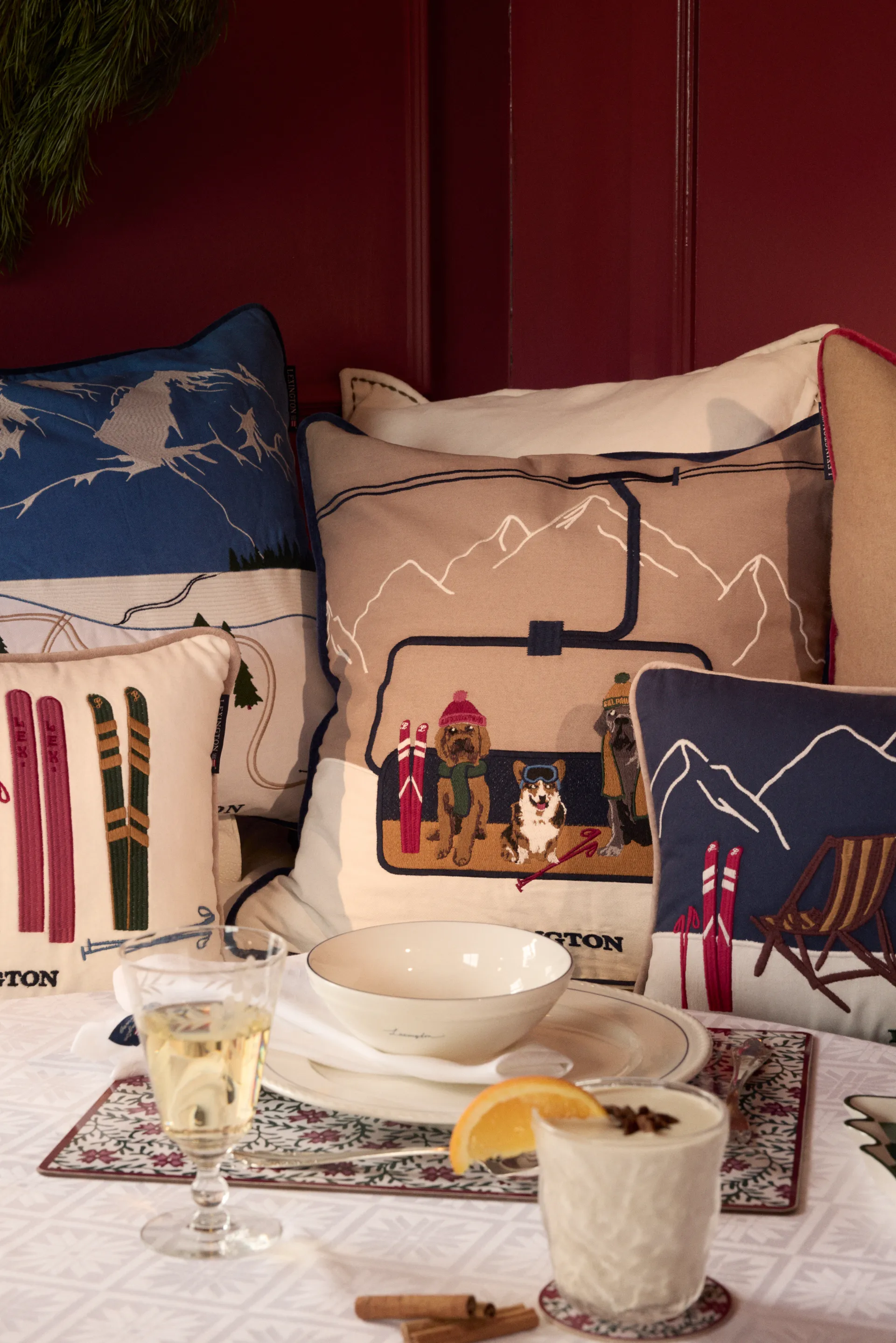 Dog lift biologischer Baumwoll Twill Kissenbezug 50x50 cm, Beige-white Lexington