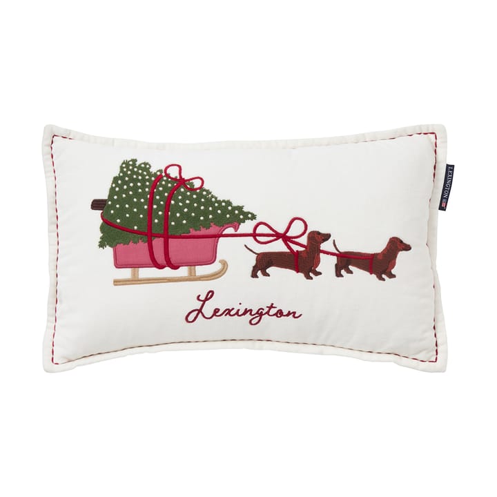 Dog sleigh biologisches Baumwolle-Samt Kissen 30x50 cm - White - Lexington