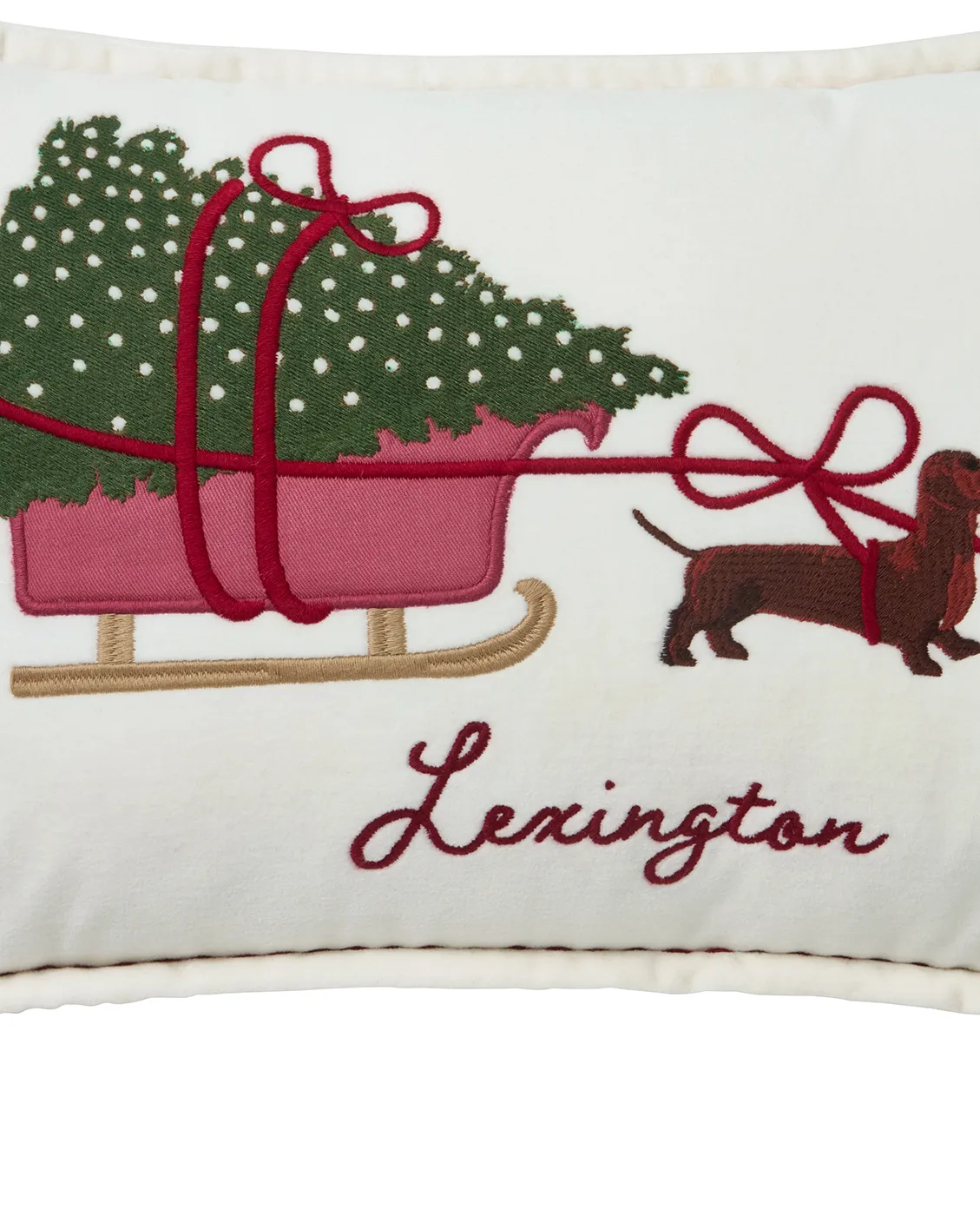 Dog sleigh biologisches Baumwolle-Samt Kissen 30x50 cm, White Lexington