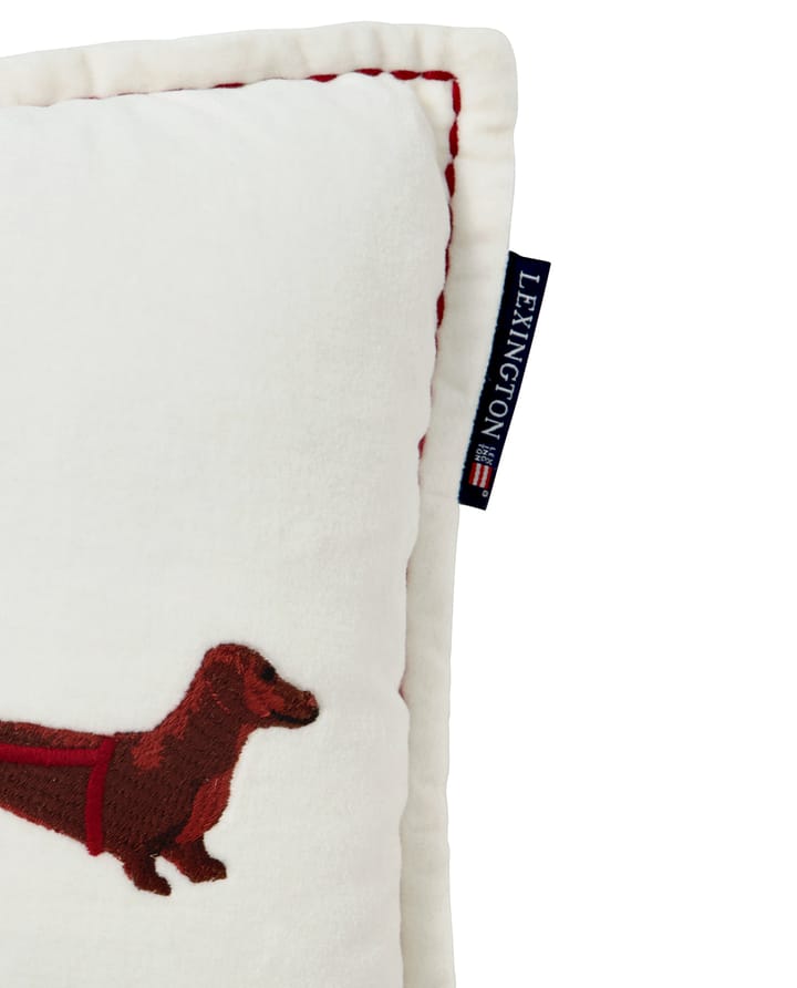 Dog sleigh biologisches Baumwolle-Samt Kissen 30x50 cm, White Lexington