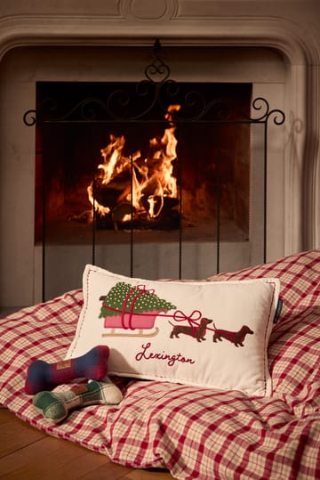 Dog sleigh biologisches Baumwolle-Samt Kissen 30x50 cm - White - Lexington