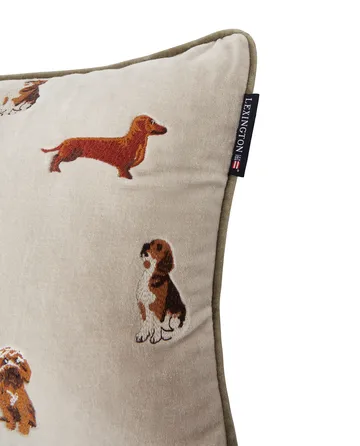Dogs Organic Cotton Velvet Kissen 30x50 cm - Light beige - Lexington