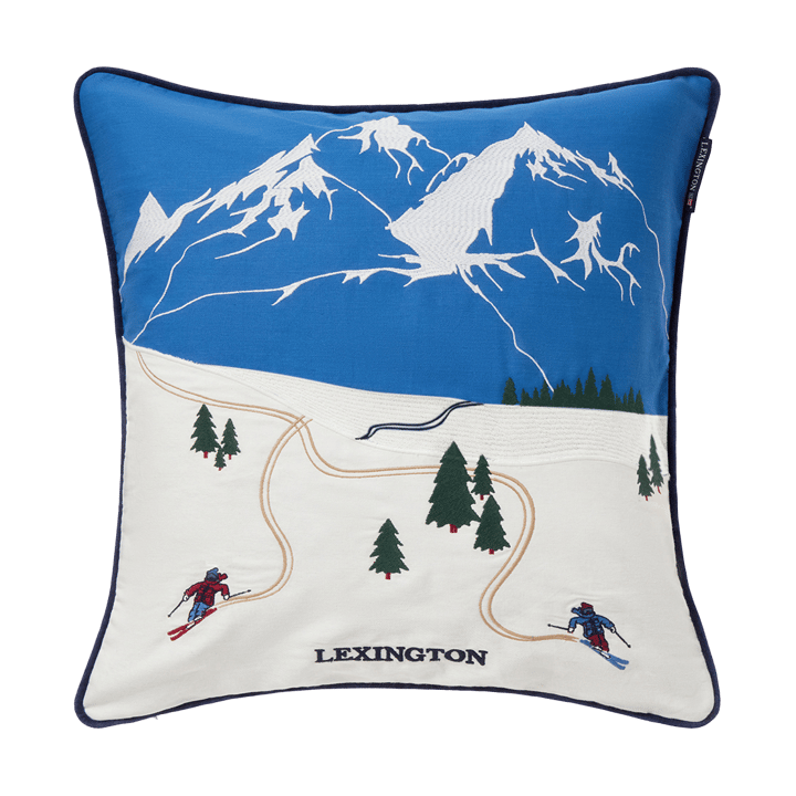 Down hill biologischer Baumwoll Twill Kissenbezug 50x50 cm - Blue-White - Lexington