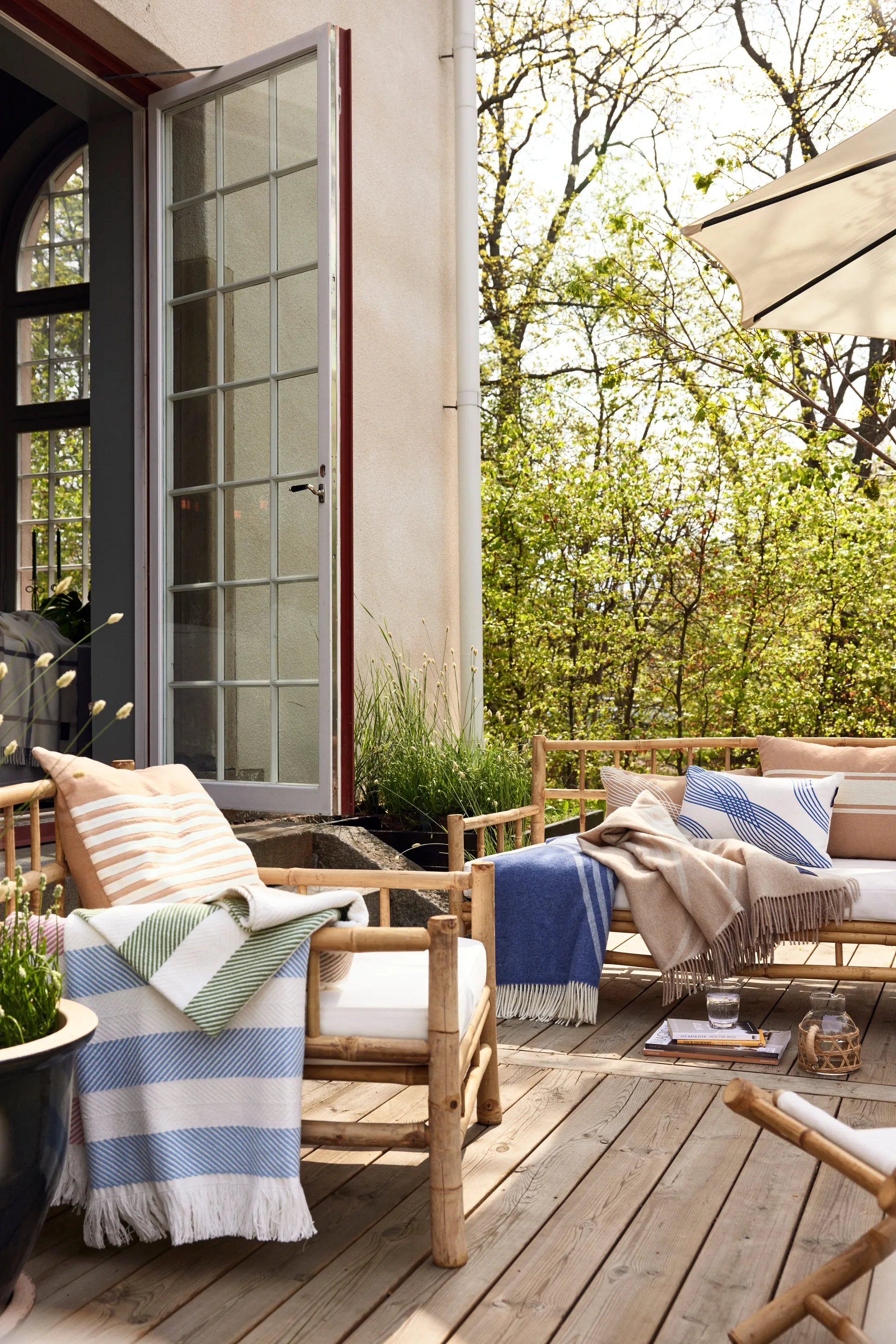 Emboidery Striped Linen/Cotton Kissenbezug 50x50 cm, Beige-white Lexington