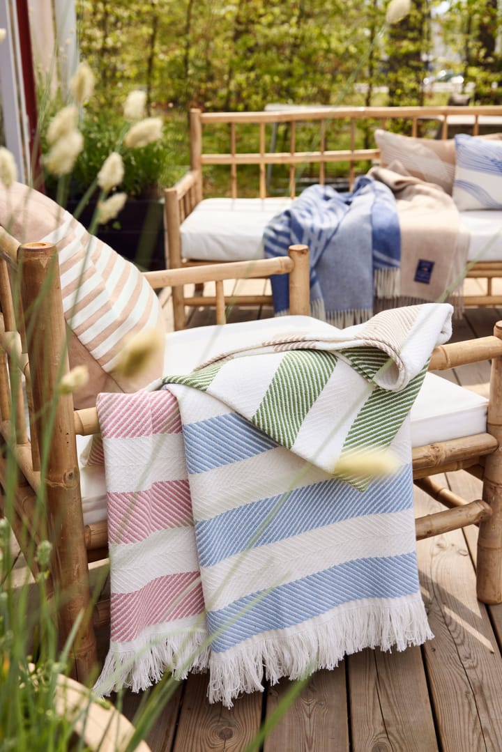 Emboidery Striped Linen/Cotton Kissenbezug 50x50 cm - Beige-white - Lexington
