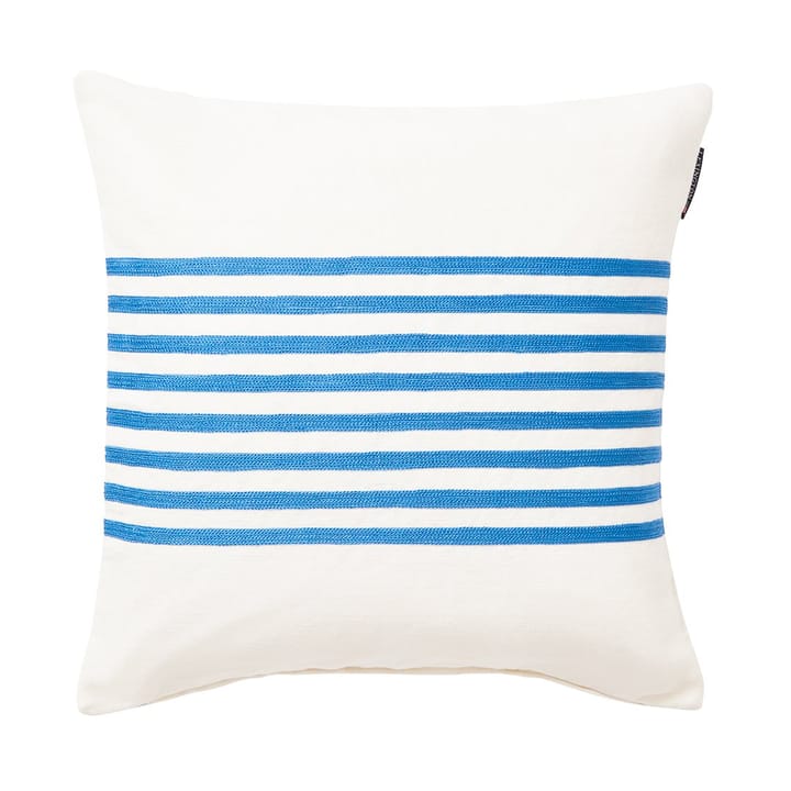 Emboidery Striped Linen/Cotton Kissenbezug 50x50 cm - Off White-blue - Lexington