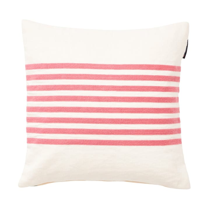 Emboidery Striped Linen/Cotton Kissenbezug 50x50 cm - Off White-red - Lexington