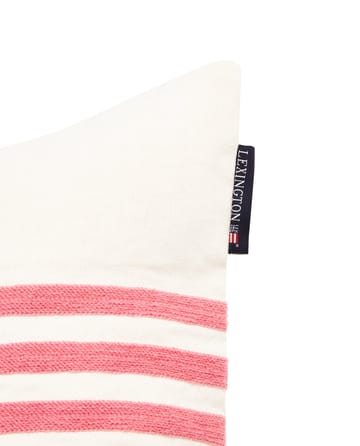 Emboidery Striped Linen/Cotton Kissenbezug 50x50 cm - Off White-red - Lexington