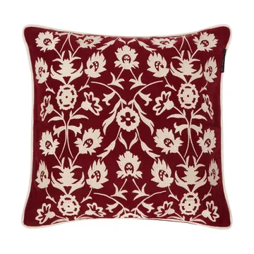 Flower Embroidered Wool Mix Kissenbezug 50 x 50cm - Rot-Hellbeige - Lexington