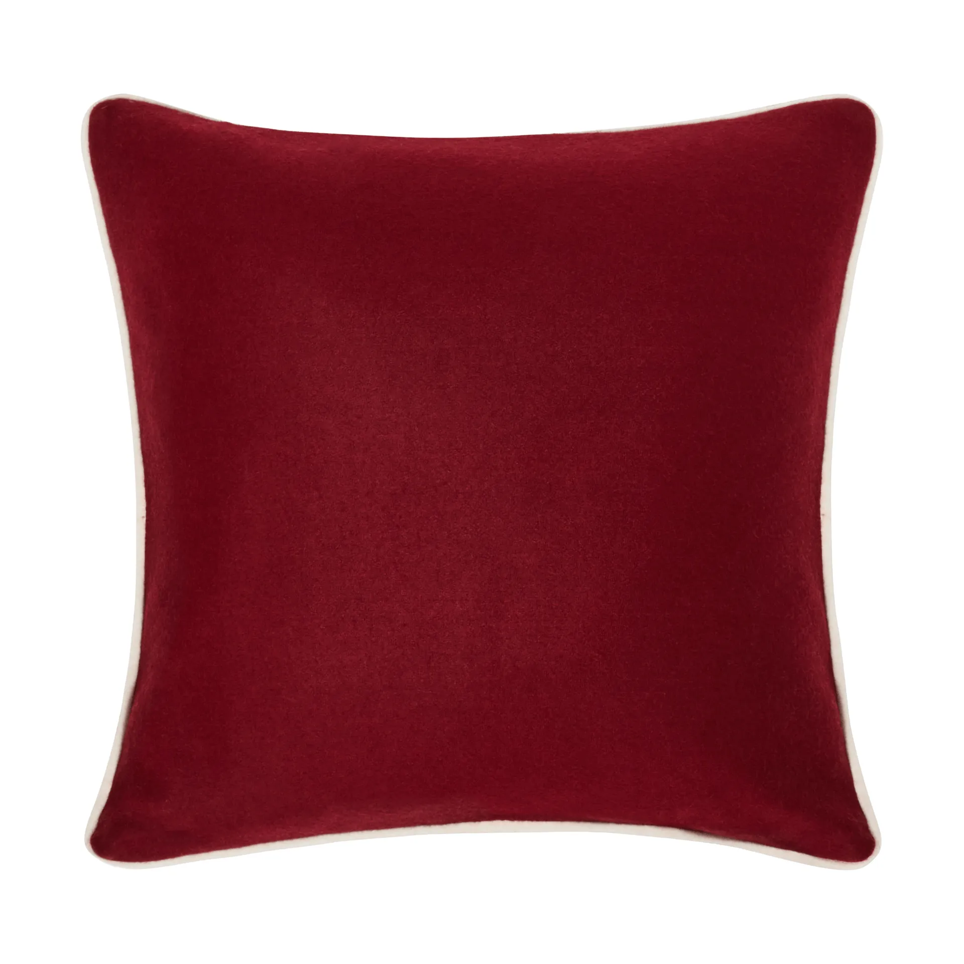 Flower Embroidered Wool Mix Kissenbezug 50 x 50cm, Rot-Hellbeige Lexington