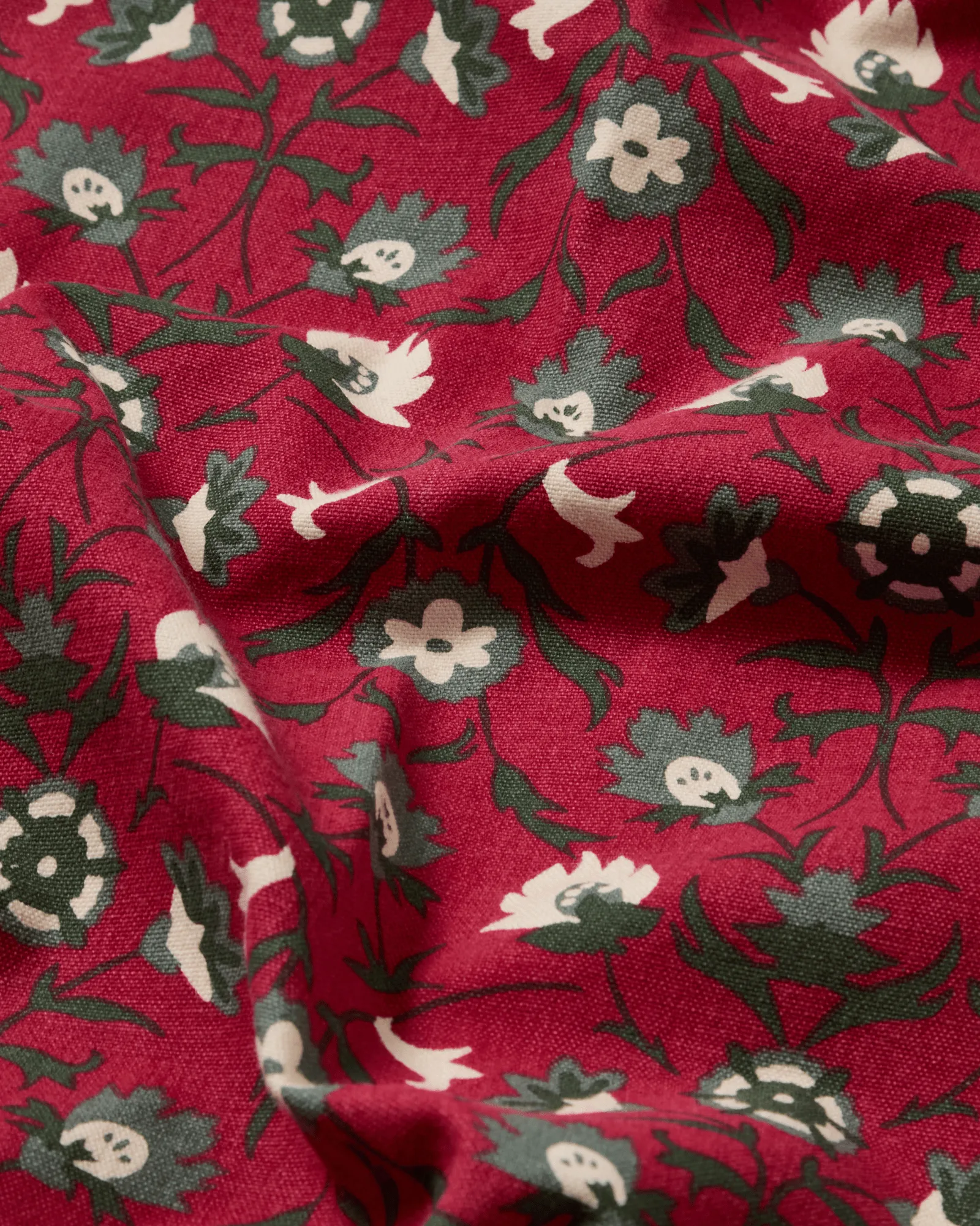 Flower Print Bio-Baumwolle Tischdecke, Rot-Beige-Grün, 150x250 cm Lexington