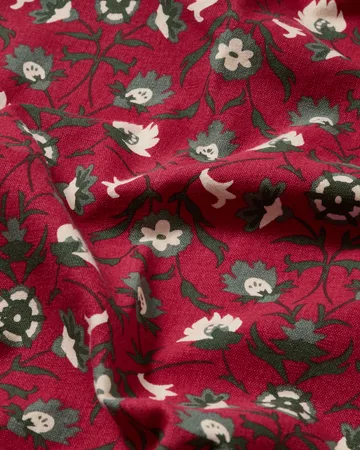 Flower Print Bio-Baumwolle Tischdecke - Rot-Beige-Grün, 150x250 cm - Lexington