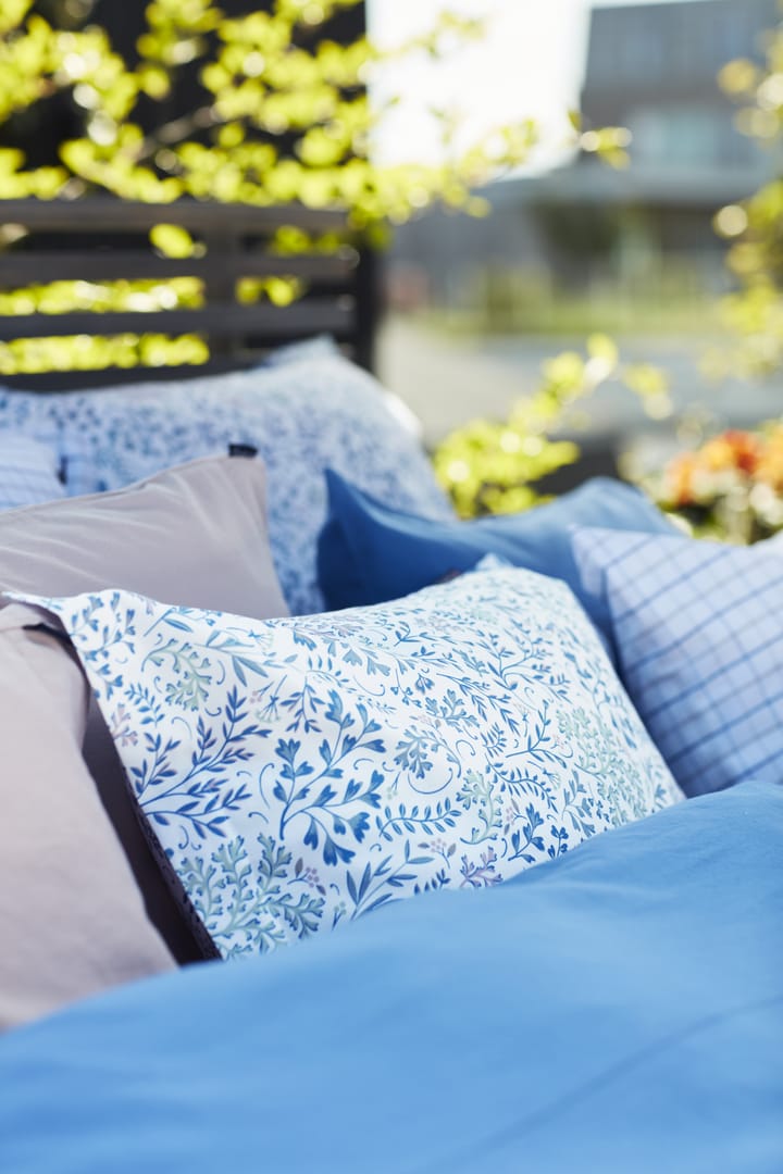 Flower Printed Cotton Sateen Kissenbezug 50 x 60cm - Blau - Lexington