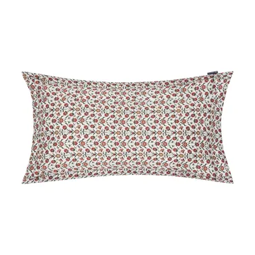 Flower printed cotton sateen Kissenbezug 50x90 cm - Weiß-Rot-Grün-Beige - Lexington