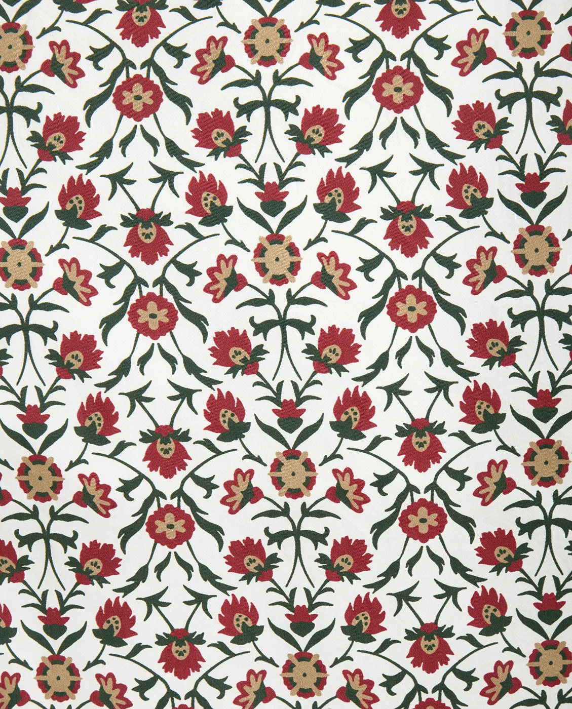 Flower printed cotton sateen Kissenbezug 50x90 cm, Weiß-Rot-Grün-Beige Lexington