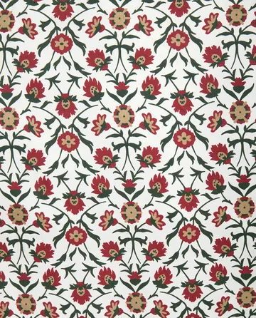 Flower printed cotton sateen Kissenbezug 50x90 cm - Weiß-Rot-Grün-Beige - Lexington