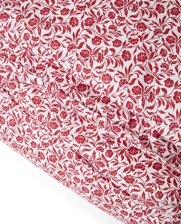 Flower Printed Cotton Satin Bettwäsche-Set - Weiß-Rot - Lexington