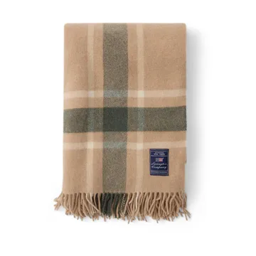 Frame Checked Recycled Decke 130x170 cm - Beige-Grün - Lexington