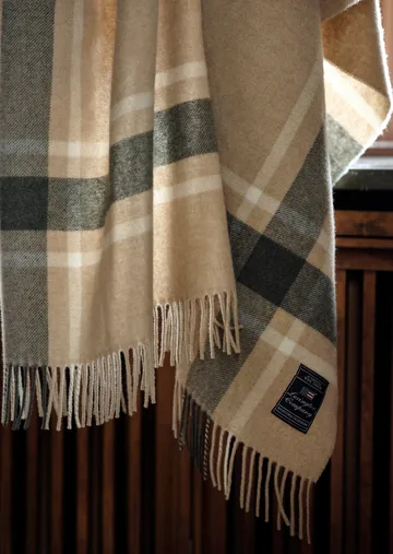 Frame Checked Recycled Decke 130x170 cm - Beige-Grün - Lexington