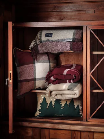 Frame Checked Recycled Decke 130x170 cm - Beige-Grün - Lexington