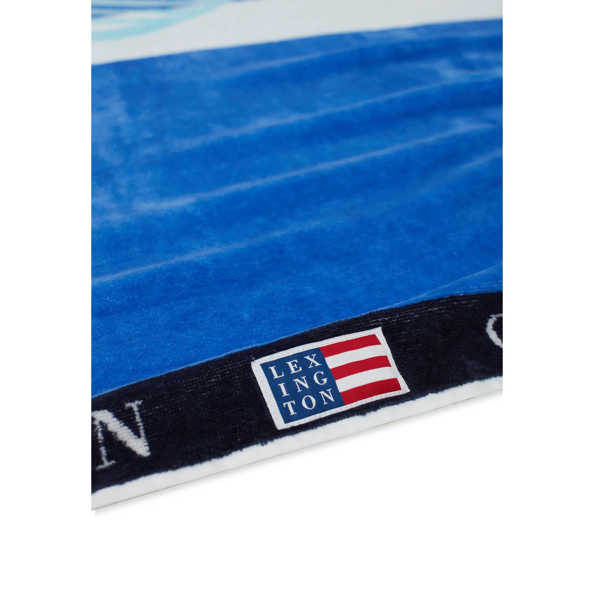 Graphic Cotton Velour Badehandtuch 100 x 180cm, Blue-white Lexington