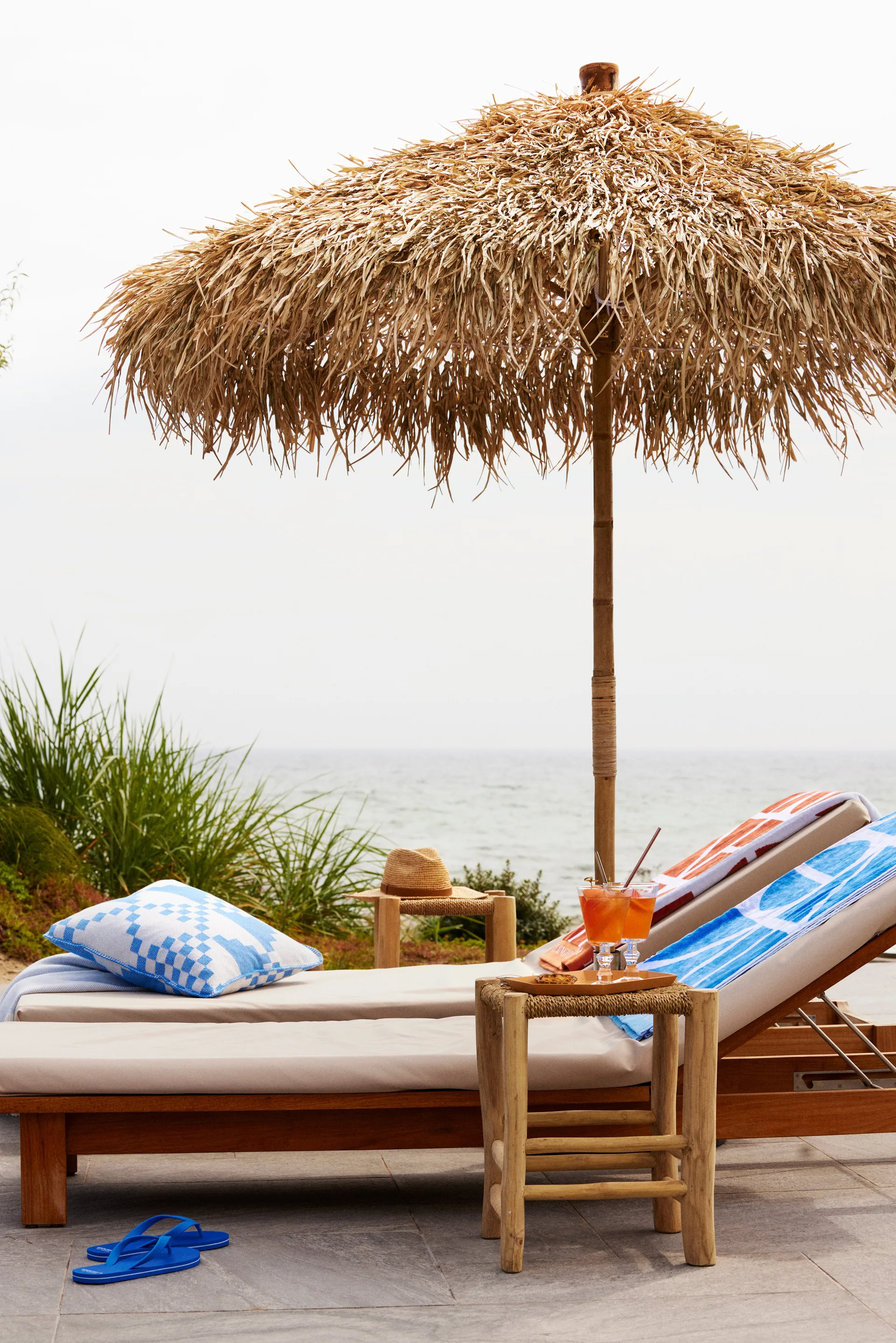 Graphic Cotton Velour Badehandtuch 100 x 180cm, Blue Lexington