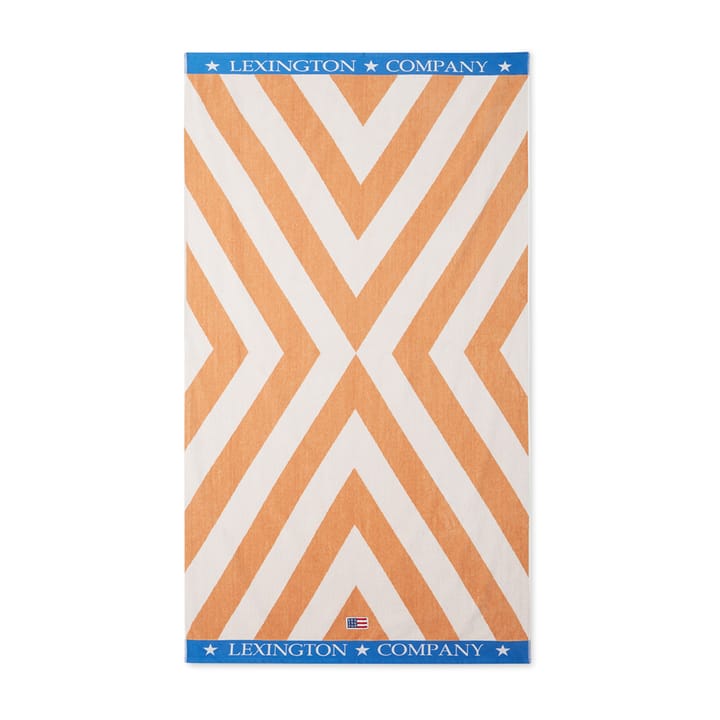 Graphic Cotton Velour Strandhandtuch 100 x 180cm - Beige-weiß-blau - Lexington